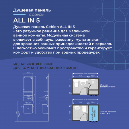 Душевая панель Cebien ALL IN 5 | Официальный магазин SensPa