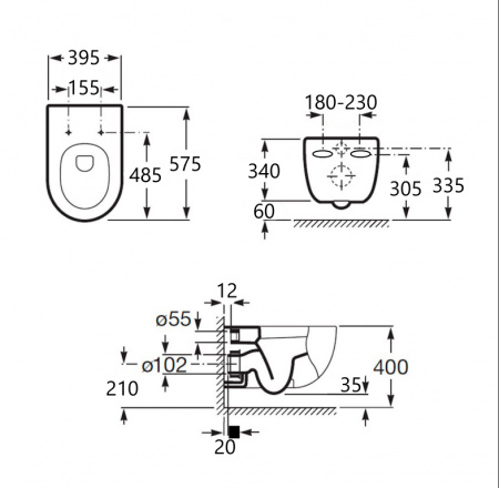 Комплект (Подвесной унитаз Senspa JCL-2111 + Крышка-биде Senspa VB-4000) | Официальный магазин SensPa